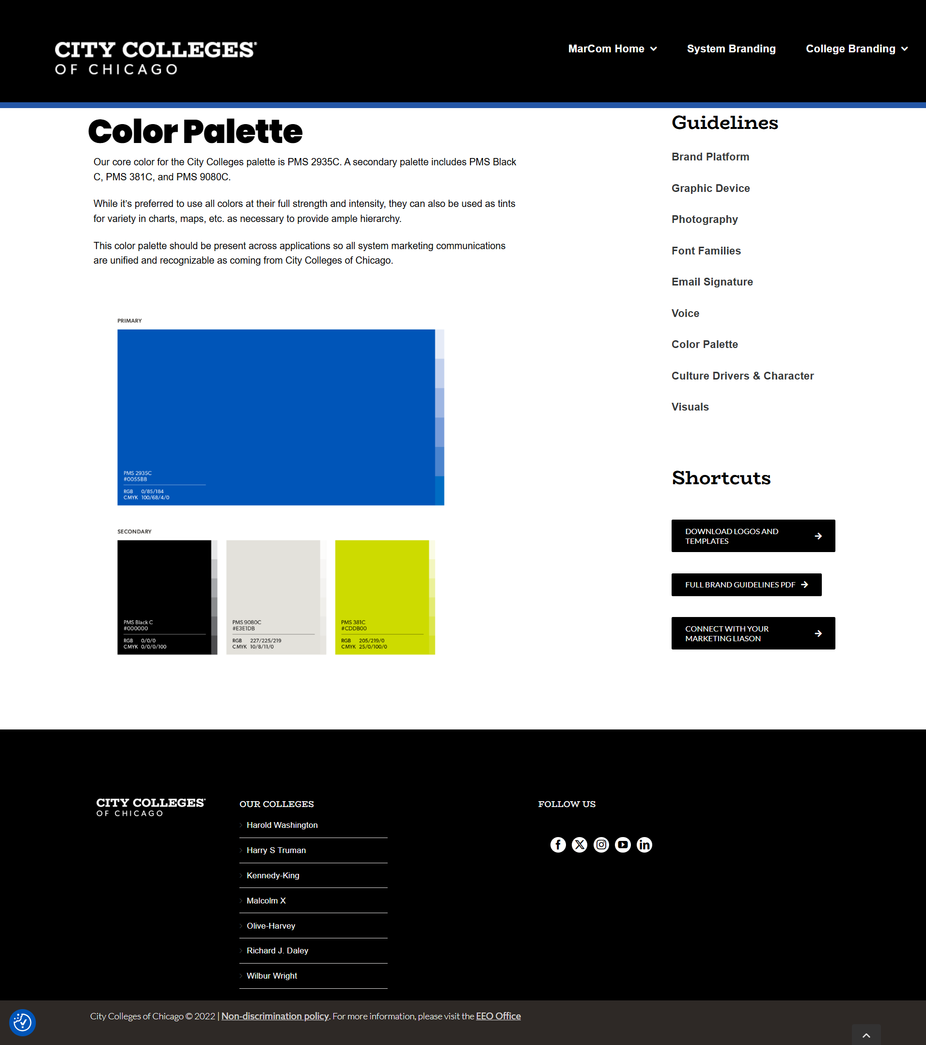 City Colleges of Chicago — color palette